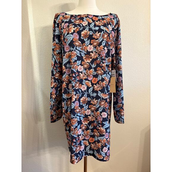 HALOGEN Sheath Dress | Floral Long Sleeve Mini Exposed Back Zipper | XL | NWT - Picture 2 of 10